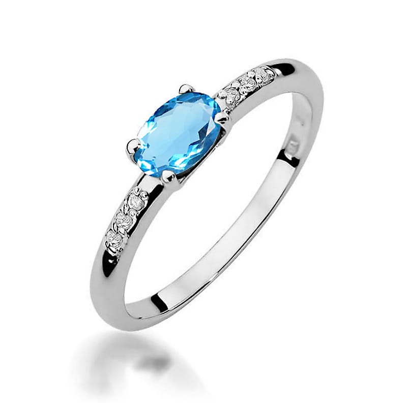 Inel Aur 14K cu Topaz Swiss 0.50 ct si Diamante Naturale 0.03 ct, imaginea 9 din 12
