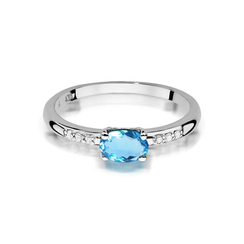 Inel Aur 14K cu Topaz Swiss 0.50 ct si Diamante Naturale 0.03 ct, imaginea 10 din 12