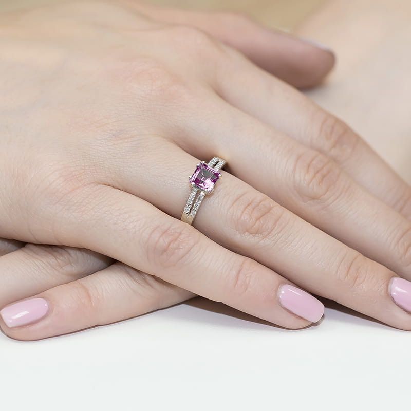 Inel Aur 14K cu Topaz Roz 1.10 ct si Diamante Naturale 0.06 ct, imaginea 12 din 12