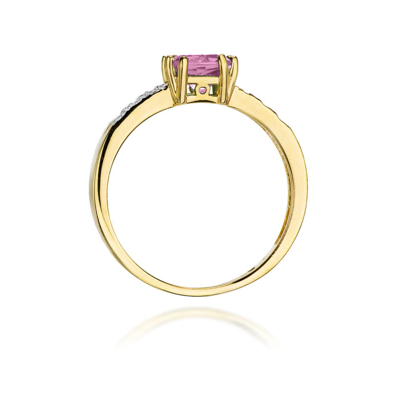 Inel Aur 14K cu Topaz Roz 1.10 ct si Diamante Naturale 0.06 ct, imaginea 3 din 12