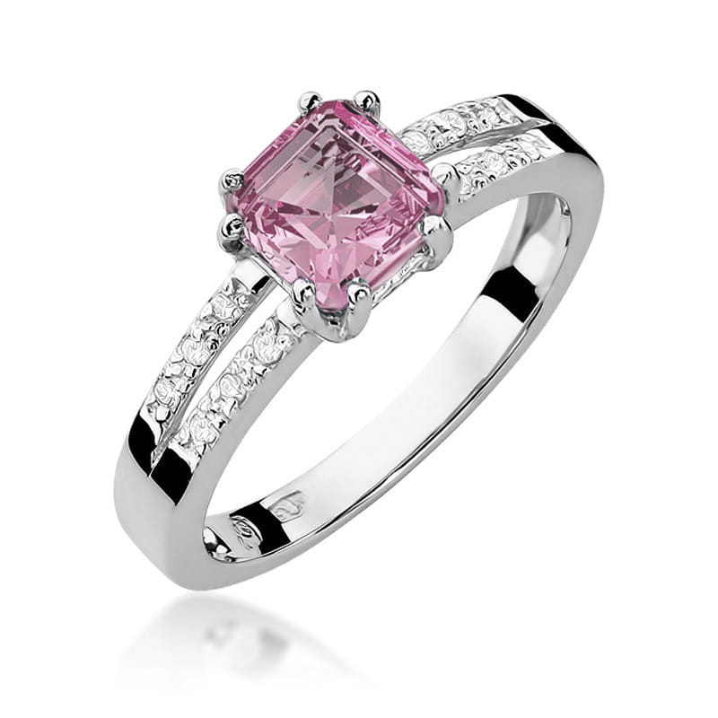 Inel Aur 14K cu Topaz Roz 1.10 ct si Diamante Naturale 0.06 ct, imaginea 9 din 12