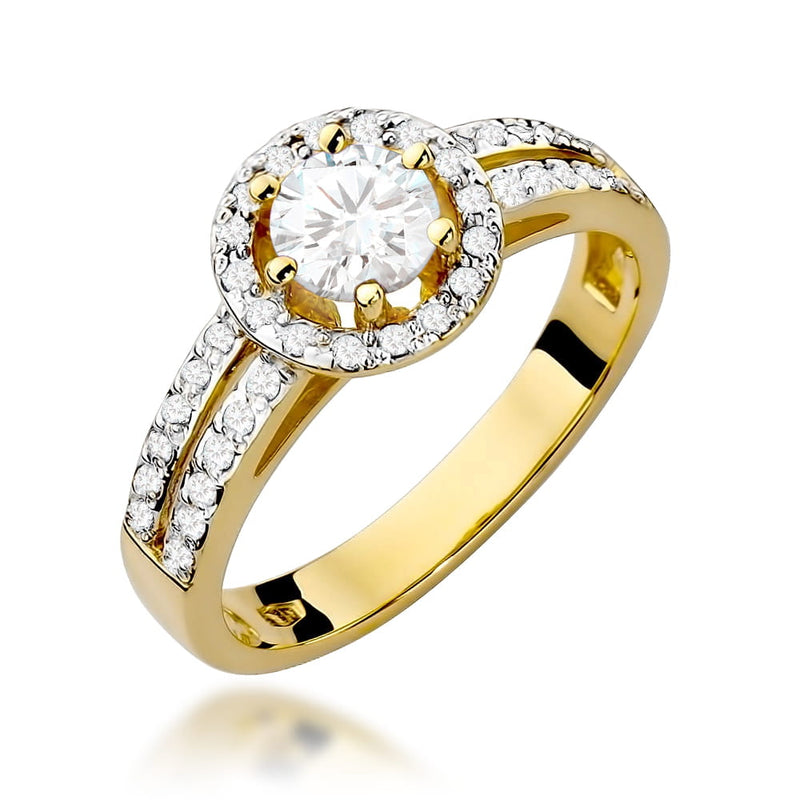 Inel Aur 14K cu White Sapphire 0.60 ct si Diamante Naturale 0.20 ct — Aur galben