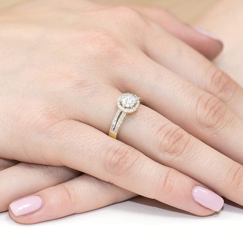 Inel Aur 14K cu White Sapphire 0.60 ct si Diamante Naturale 0.20 ct, imaginea 4 din 12