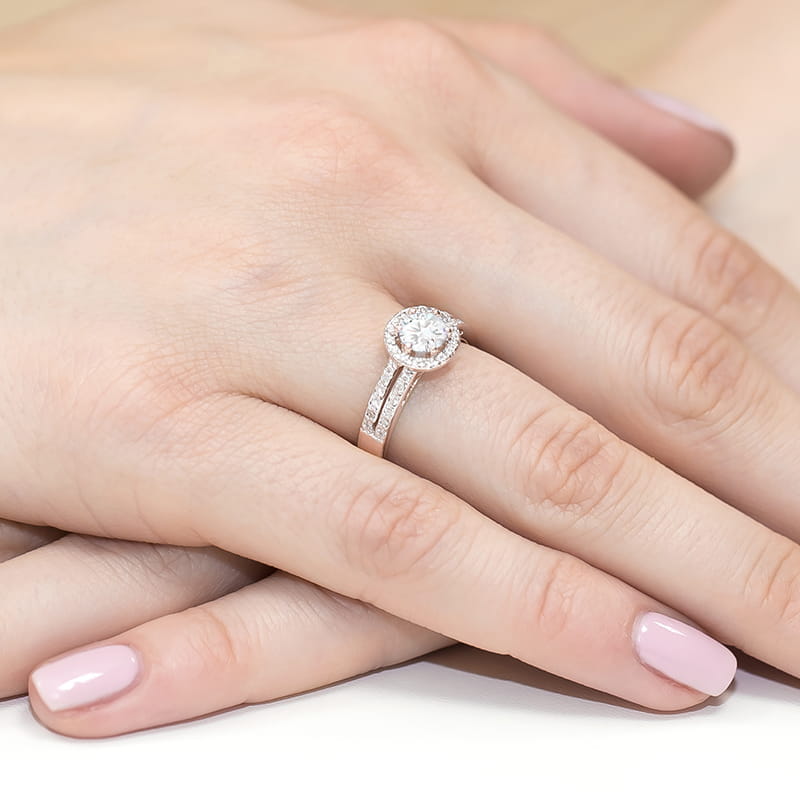 Inel Aur 14K cu White Sapphire 0.60 ct si Diamante Naturale 0.20 ct, imaginea 8 din 12