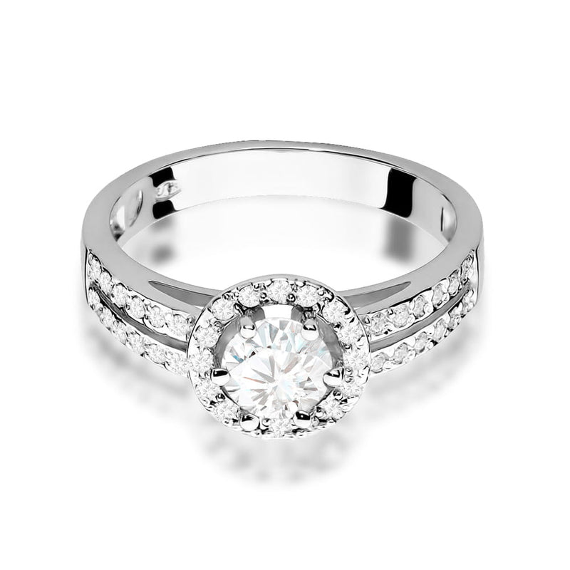 Inel Aur 14K cu White Sapphire 0.60 ct si Diamante Naturale 0.20 ct, imaginea 10 din 12