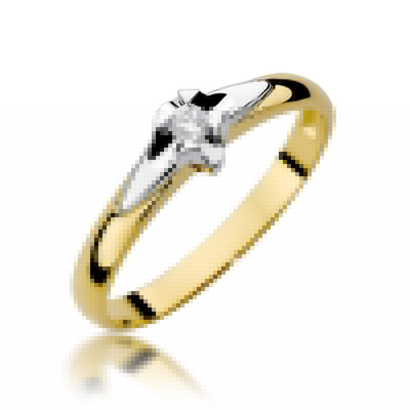 Inel Aur 14K cu Diamant Natural 0.05 ct — Aur galben
