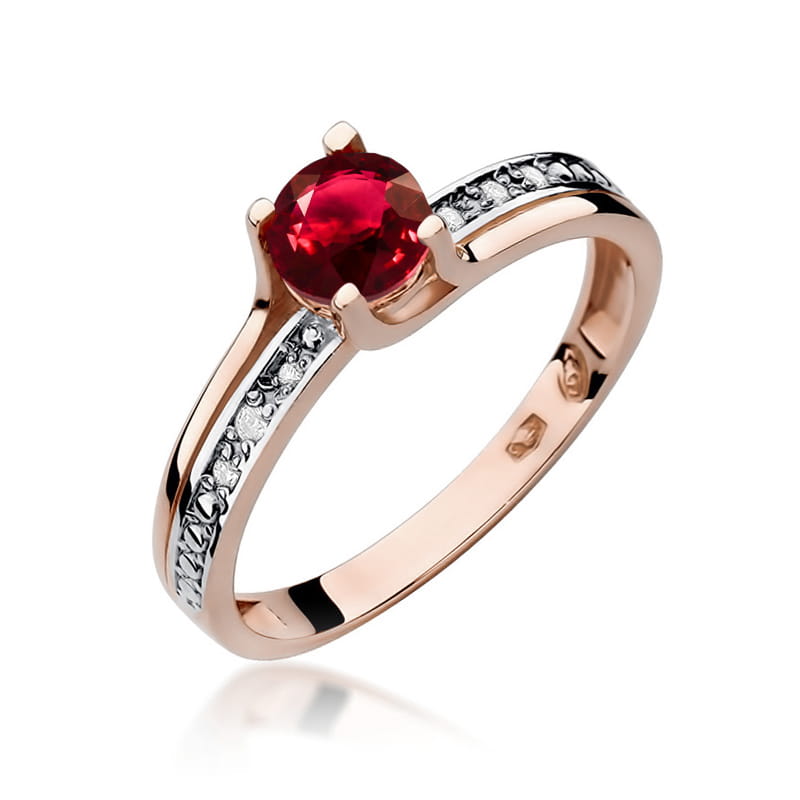 Inel Aur 14K cu Rubin 0.60 ct si Diamante Naturale 0.03 ct, imaginea 5 din 12