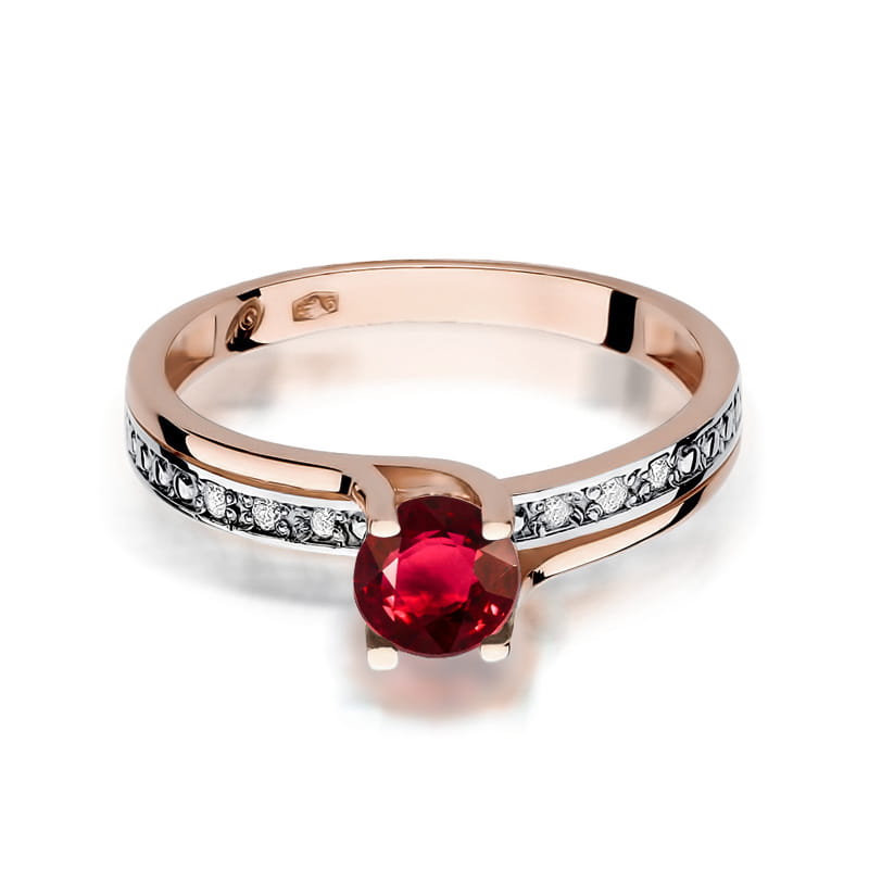Inel Aur 14K cu Rubin 0.60 ct si Diamante Naturale 0.03 ct, imaginea 6 din 12