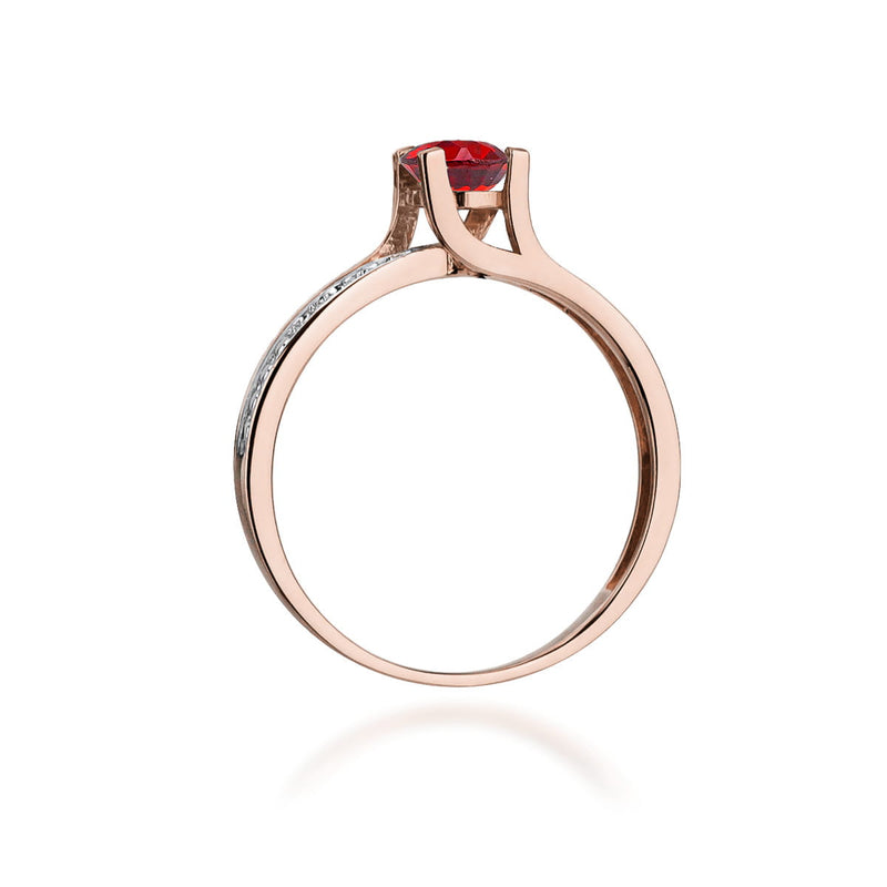 Inel Aur 14K cu Rubin 0.60 ct si Diamante Naturale 0.03 ct, imaginea 7 din 12