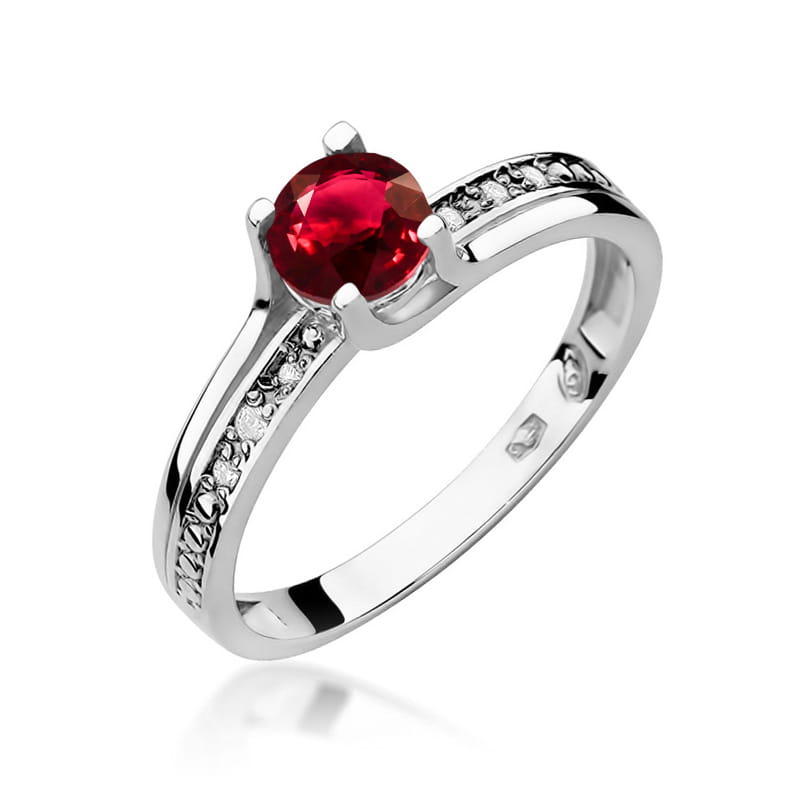 Inel Aur 14K cu Rubin 0.60 ct si Diamante Naturale 0.03 ct, imaginea 9 din 12
