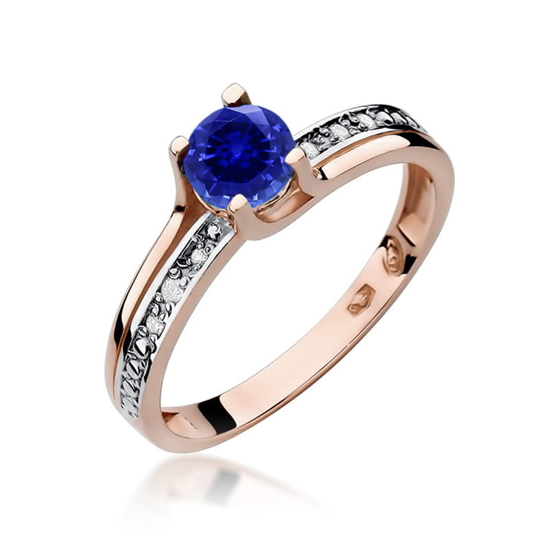 Inel Aur 14K cu Safir 0.50 ct si Diamante Naturale 0.03 ct, imaginea 5 din 12