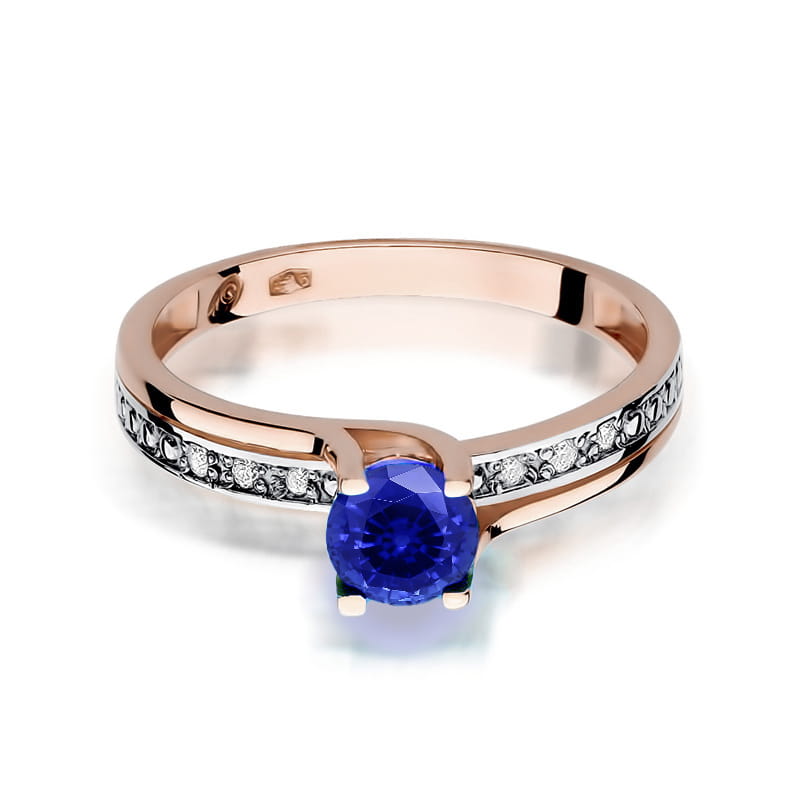 Inel Aur 14K cu Safir 0.50 ct si Diamante Naturale 0.03 ct, imaginea 6 din 12