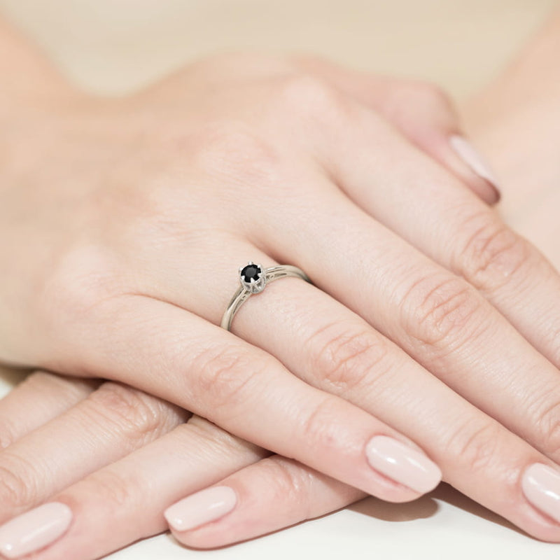 Inel Aur 14K cu Diamant Natural Negru 0.20 ct, imaginea 12 din 12