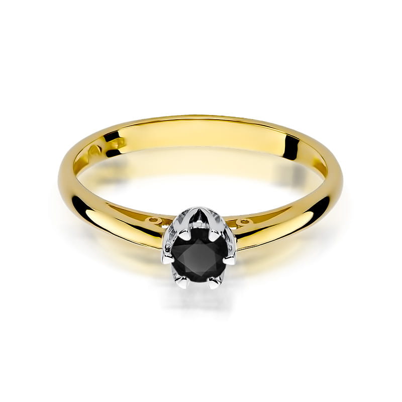 Inel Aur 14K cu Diamant Natural Negru 0.20 ct, imaginea 2 din 12