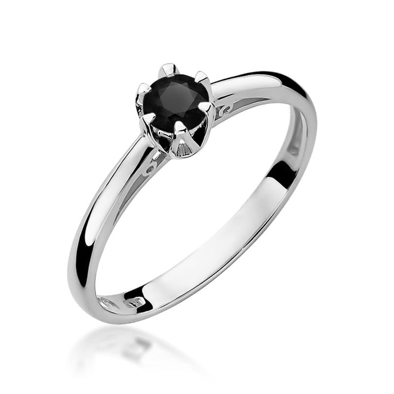 Inel Aur 14K cu Diamant Natural Negru 0.20 ct, imaginea 9 din 12