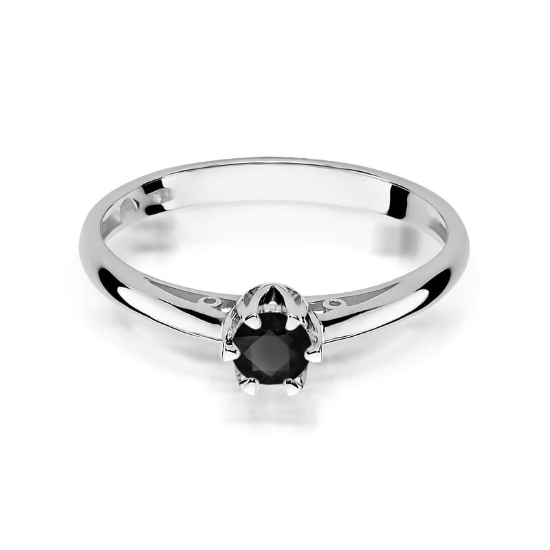 Inel Aur 14K cu Diamant Natural Negru 0.20 ct, imaginea 10 din 12