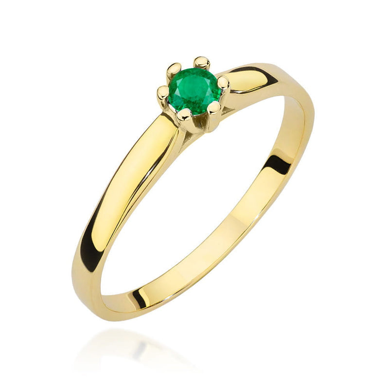Inel Aur 14K cu Smarald 0.15 ct — Aur galben
