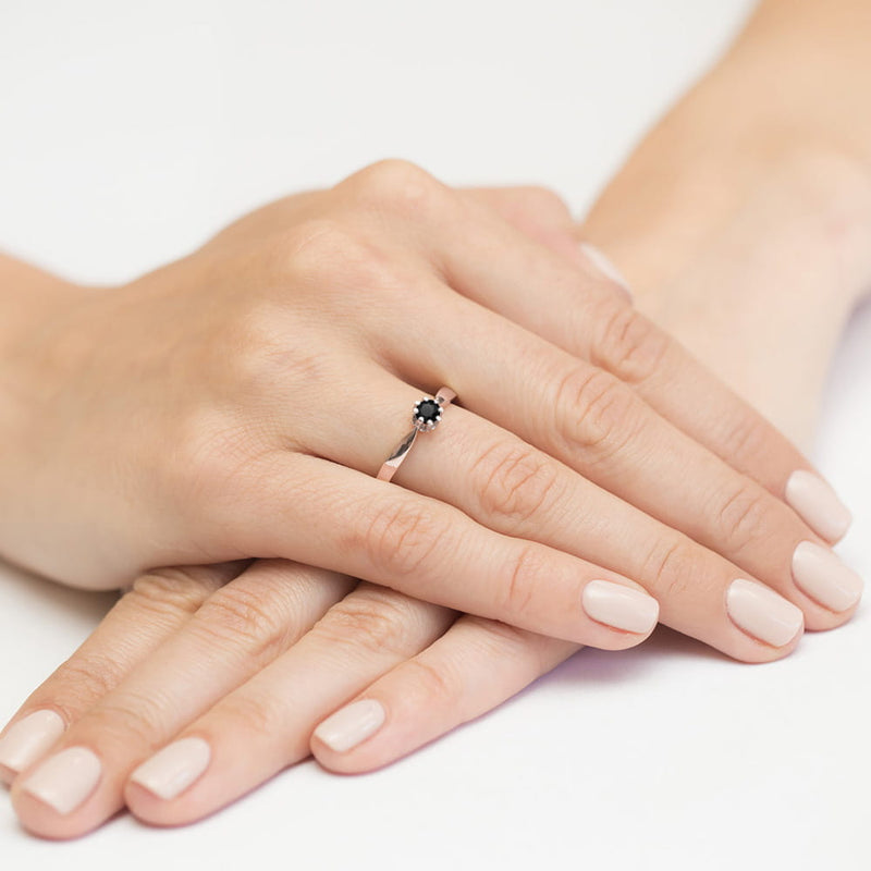 Inel Aur 14K cu Diamant Natural Negru 0.30 ct, imaginea 7 din 11
