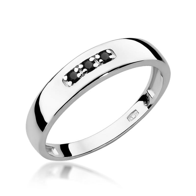 Inel Aur 14K cu Diamante Naturale Negre 0.04 ct, imaginea 9 din 12