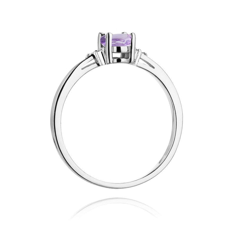 Inel Aur 14K cu Ametist 0.40 ct si Diamante Naturale 0.05 ct, imaginea 11 din 12
