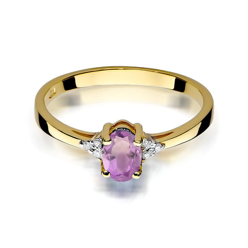Inel Aur 14K cu Ametist 0.40 ct si Diamante Naturale 0.05 ct, imaginea 2 din 12