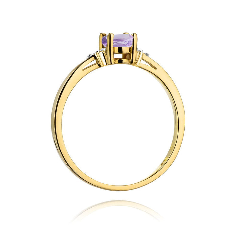 Inel Aur 14K cu Ametist 0.40 ct si Diamante Naturale 0.05 ct, imaginea 3 din 12