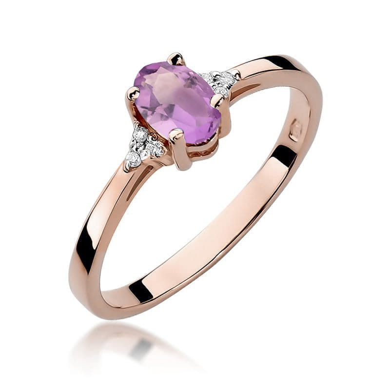Inel Aur 14K cu Ametist 0.40 ct si Diamante Naturale 0.05 ct, imaginea 5 din 12