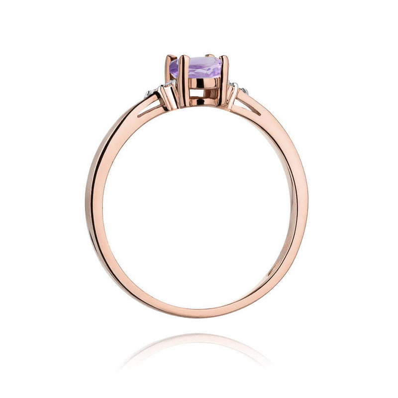 Inel Aur 14K cu Ametist 0.40 ct si Diamante Naturale 0.05 ct, imaginea 7 din 12