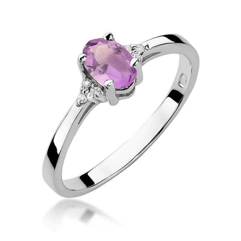Inel Aur 14K cu Ametist 0.40 ct si Diamante Naturale 0.05 ct, imaginea 9 din 12