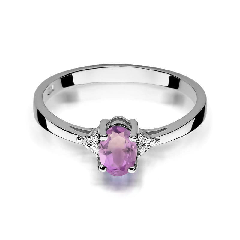 Inel Aur 14K cu Ametist 0.40 ct si Diamante Naturale 0.05 ct, imaginea 10 din 12