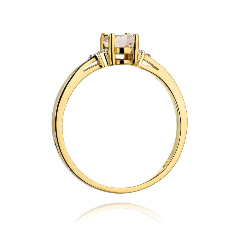 Inel Aur 14K cu Morganit 0.40 ct si Diamante Naturale 0.05 ct, imaginea 3 din 12