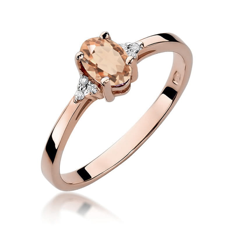 Inel Aur 14K cu Morganit 0.40 ct si Diamante Naturale 0.05 ct, imaginea 5 din 12