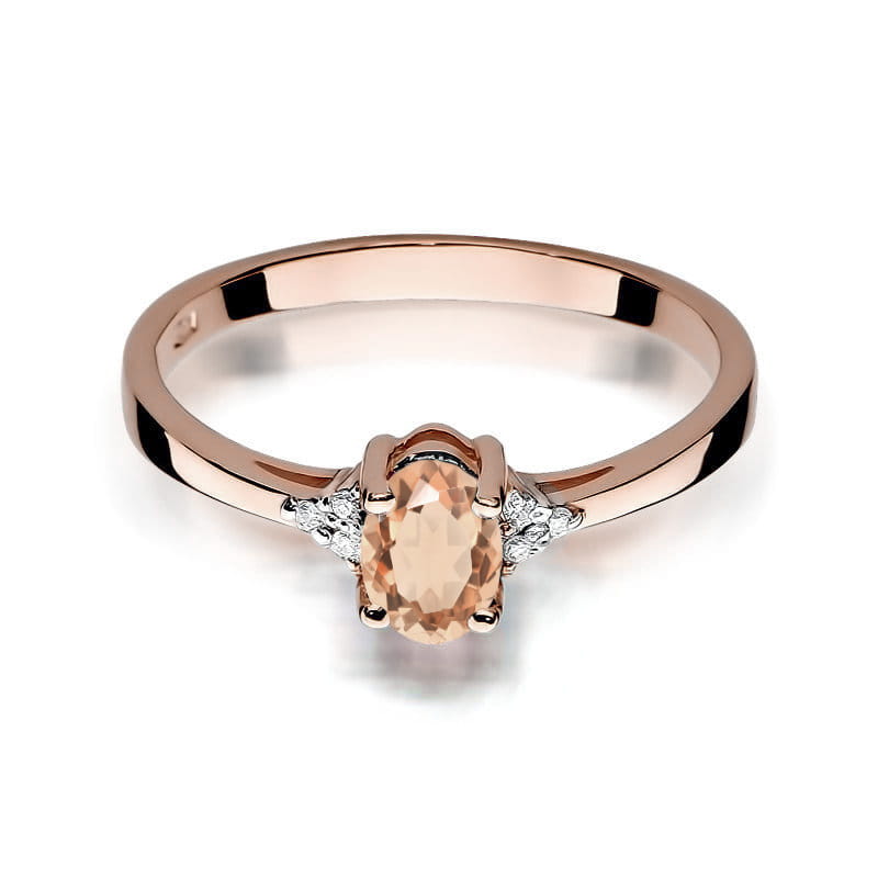 Inel Aur 14K cu Morganit 0.40 ct si Diamante Naturale 0.05 ct, imaginea 6 din 12