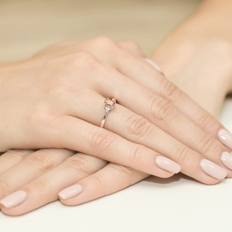 Inel Aur 14K cu Morganit 0.40 ct si Diamante Naturale 0.05 ct, imaginea 8 din 12