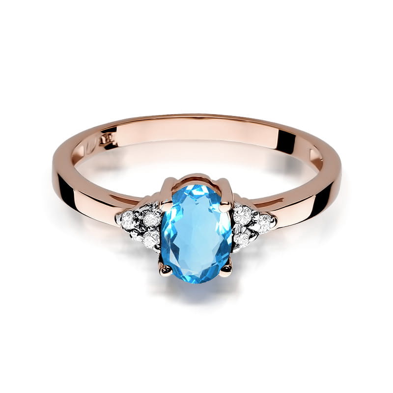 Inel Aur 14K cu Topaz Swiss 0.90 ct si Diamante Naturale 0.05 ct, imaginea 2 din 12