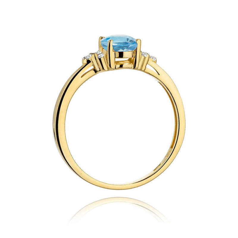 Inel Aur 14K cu Topaz Swiss 0.90 ct si Diamante Naturale 0.05 ct, imaginea 3 din 12