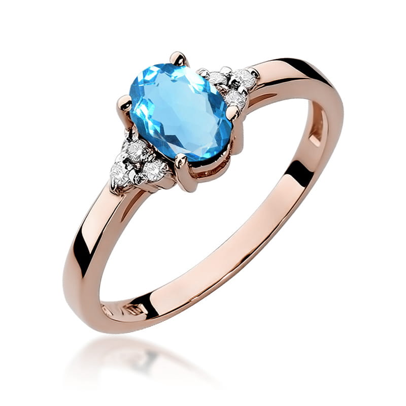 Inel Aur 14K cu Topaz Swiss 0.90 ct si Diamante Naturale 0.05 ct, imaginea 5 din 12