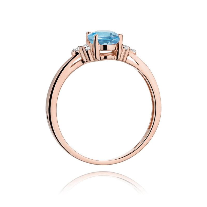 Inel Aur 14K cu Topaz Swiss 0.90 ct si Diamante Naturale 0.05 ct, imaginea 7 din 12