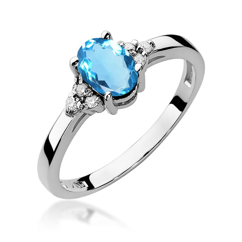 Inel Aur 14K cu Topaz Swiss 0.90 ct si Diamante Naturale 0.05 ct, imaginea 9 din 12