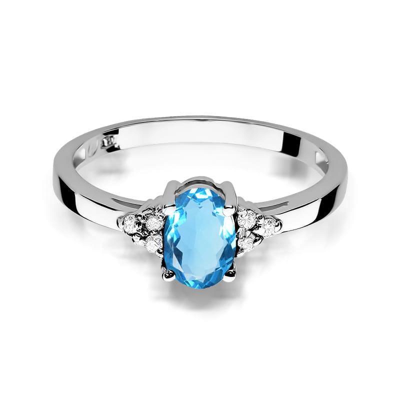 Inel Aur 14K cu Topaz Swiss 0.90 ct si Diamante Naturale 0.05 ct, imaginea 10 din 12