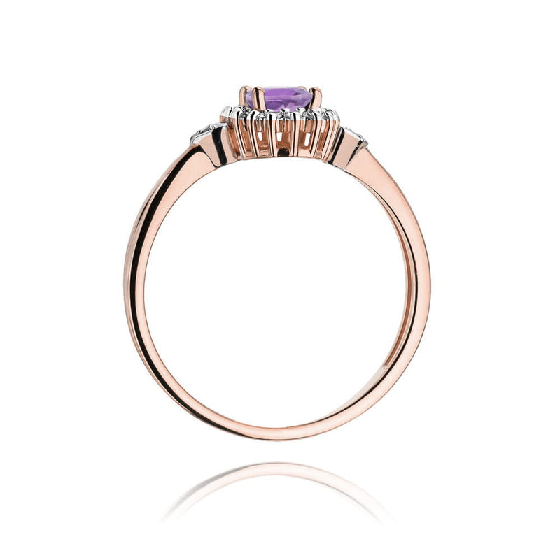 Inel Aur 14K cu Ametist 0.40 ct si Diamante Naturale 0.10 ct, imaginea 7 din 12