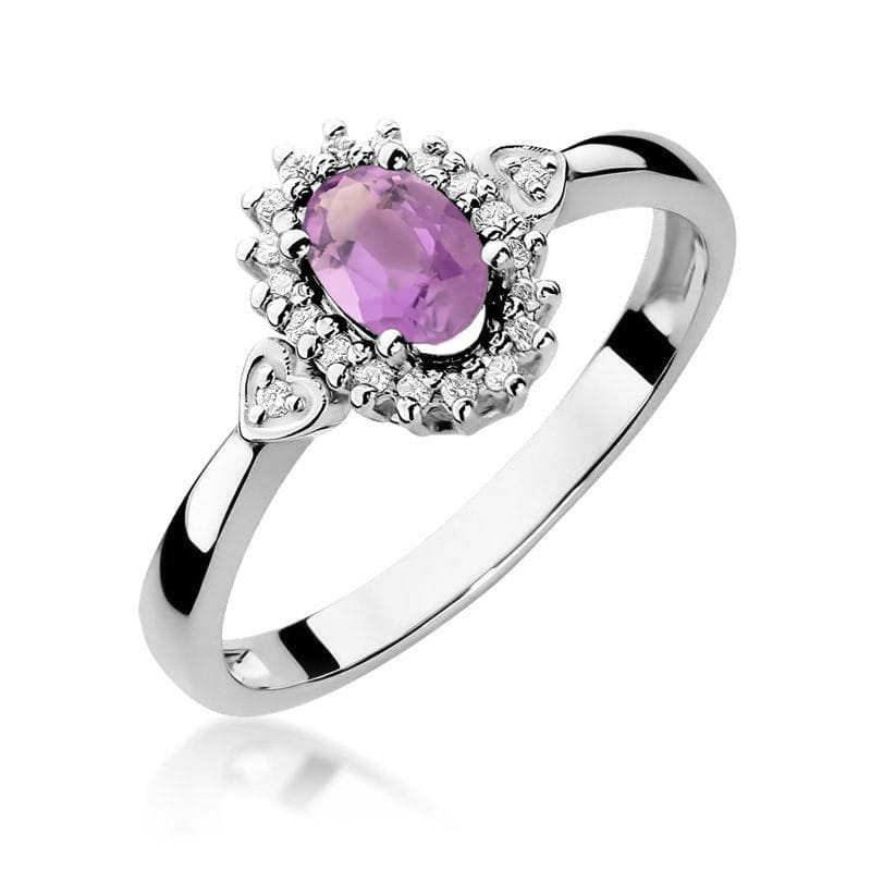 Inel Aur 14K cu Ametist 0.40 ct si Diamante Naturale 0.10 ct, imaginea 9 din 12