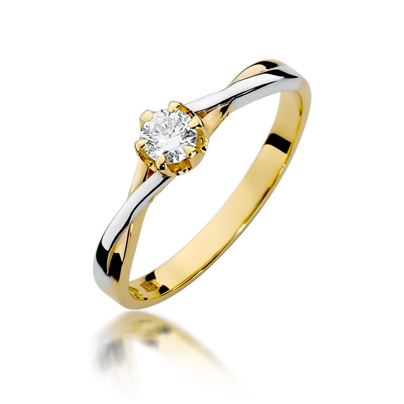 Inel Aur 14K cu Diamant Natural 0.20 ct — Aur galben