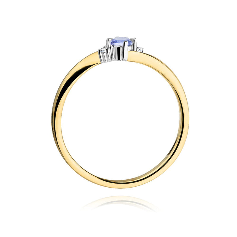 Inel Aur 14K cu Tanzanit 0.15 ct si Diamante Naturale 0.02 ct, imaginea 3 din 12