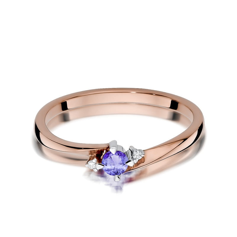 Inel Aur 14K cu Tanzanit 0.15 ct si Diamante Naturale 0.02 ct, imaginea 6 din 12