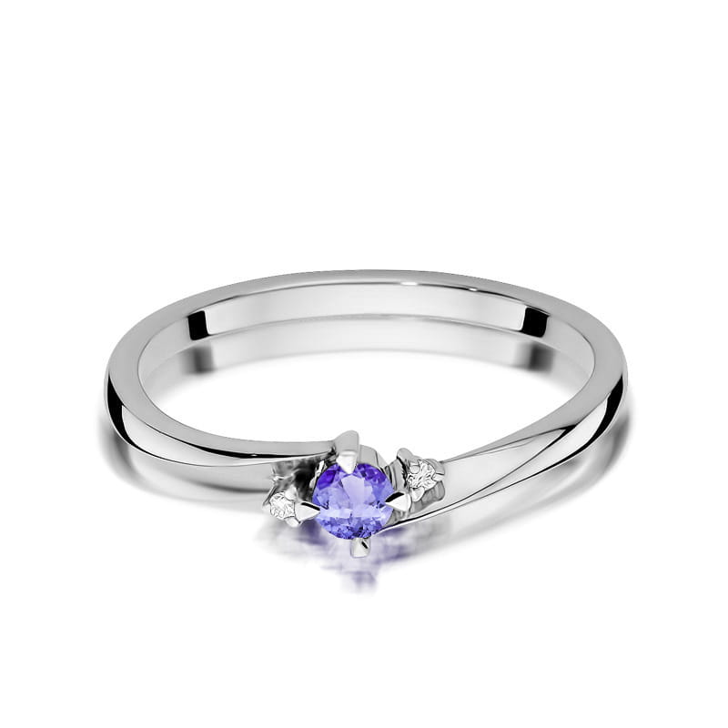 Inel Aur 14K cu Tanzanit 0.15 ct si Diamante Naturale 0.02 ct, imaginea 10 din 12