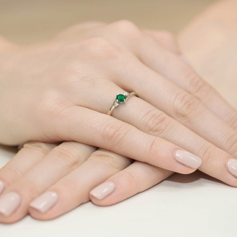 Inel Aur 14K cu Smarald 0.30 ct si Diamante Naturale 0.03 ct, imaginea 12 din 12