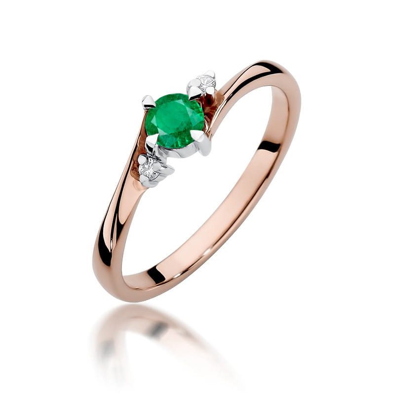 Inel Aur 14K cu Smarald 0.30 ct si Diamante Naturale 0.03 ct, imaginea 5 din 12