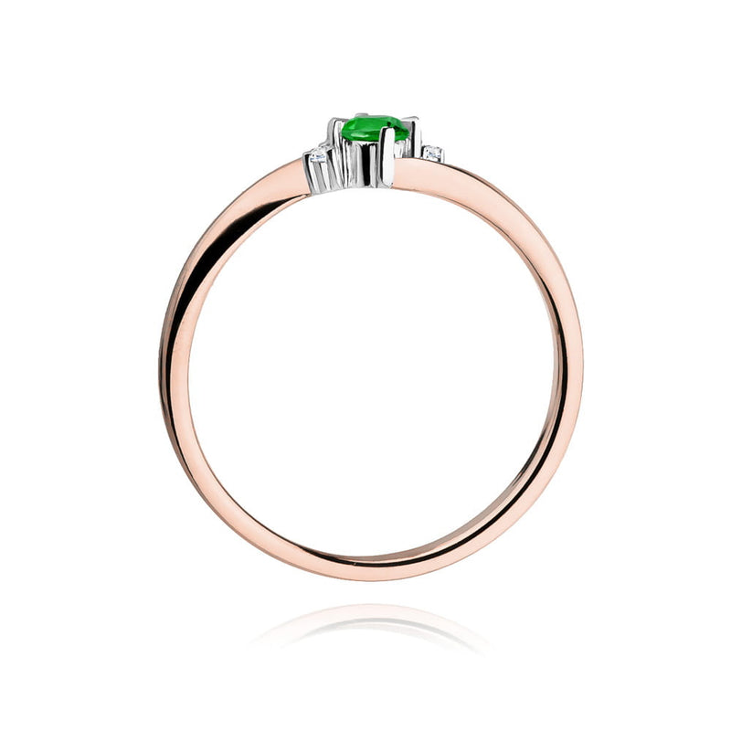 Inel Aur 14K cu Smarald 0.30 ct si Diamante Naturale 0.03 ct, imaginea 7 din 12