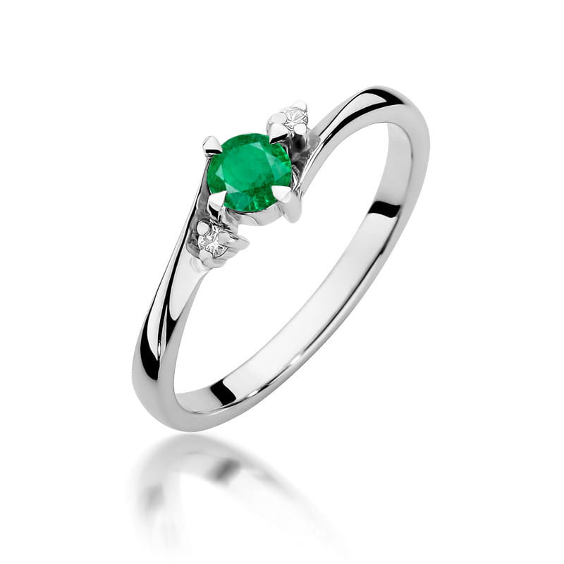 Inel Aur 14K cu Smarald 0.30 ct si Diamante Naturale 0.03 ct, imaginea 9 din 12